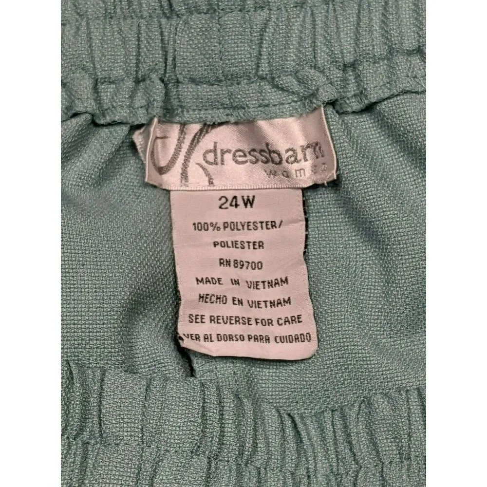 (3/$35) Dressbarn‎ Womens Plus Size 24W Teal Pull On Elastic Waist Pants